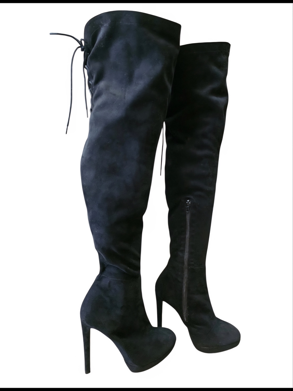 Charlotte Russe Black Faux Suede Over-the-Knee Stiletto Boots Sz 8